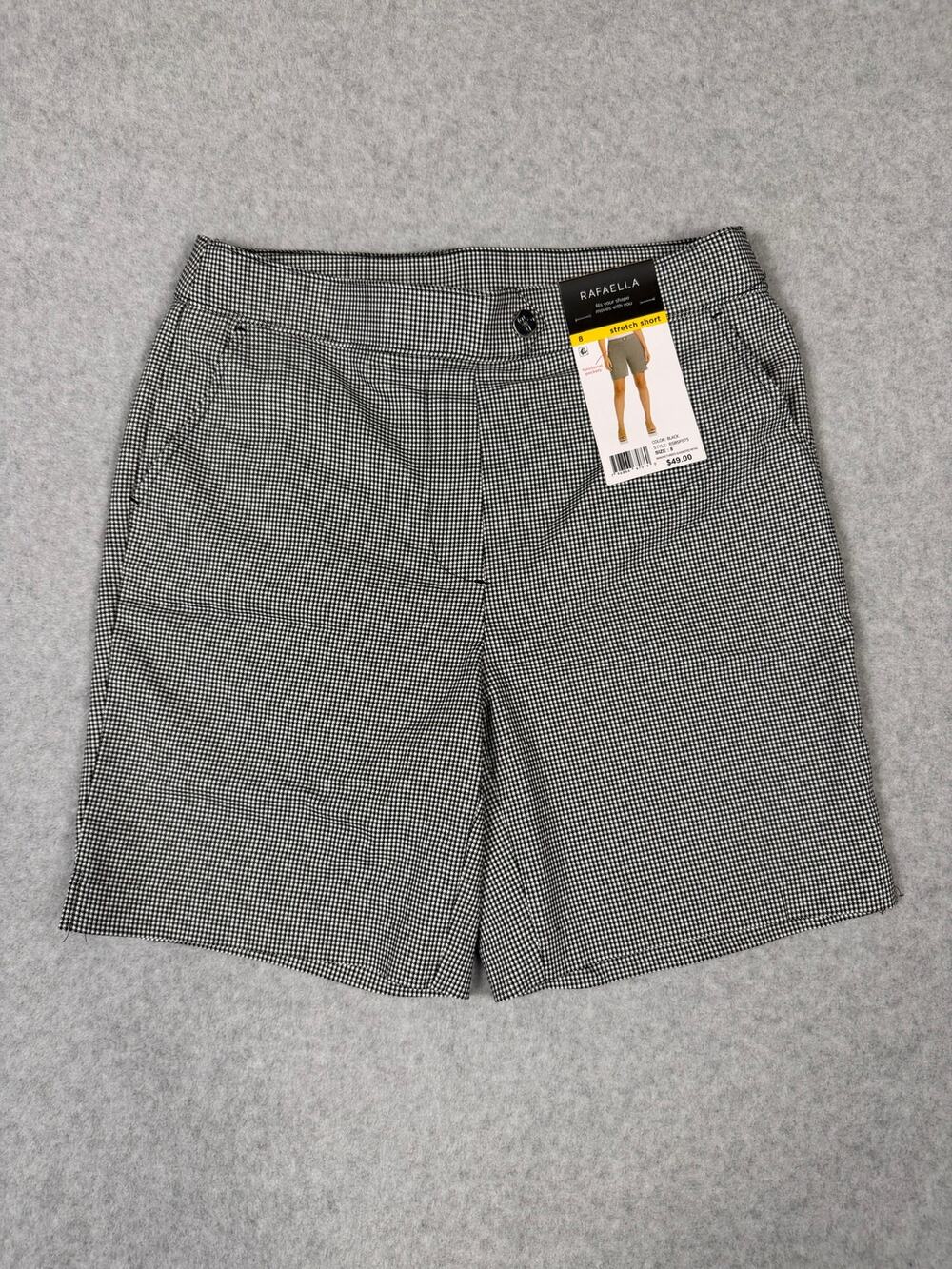 Rafaella Black & White Houndstooth Bermuda Shorts, Professional Work Shorts